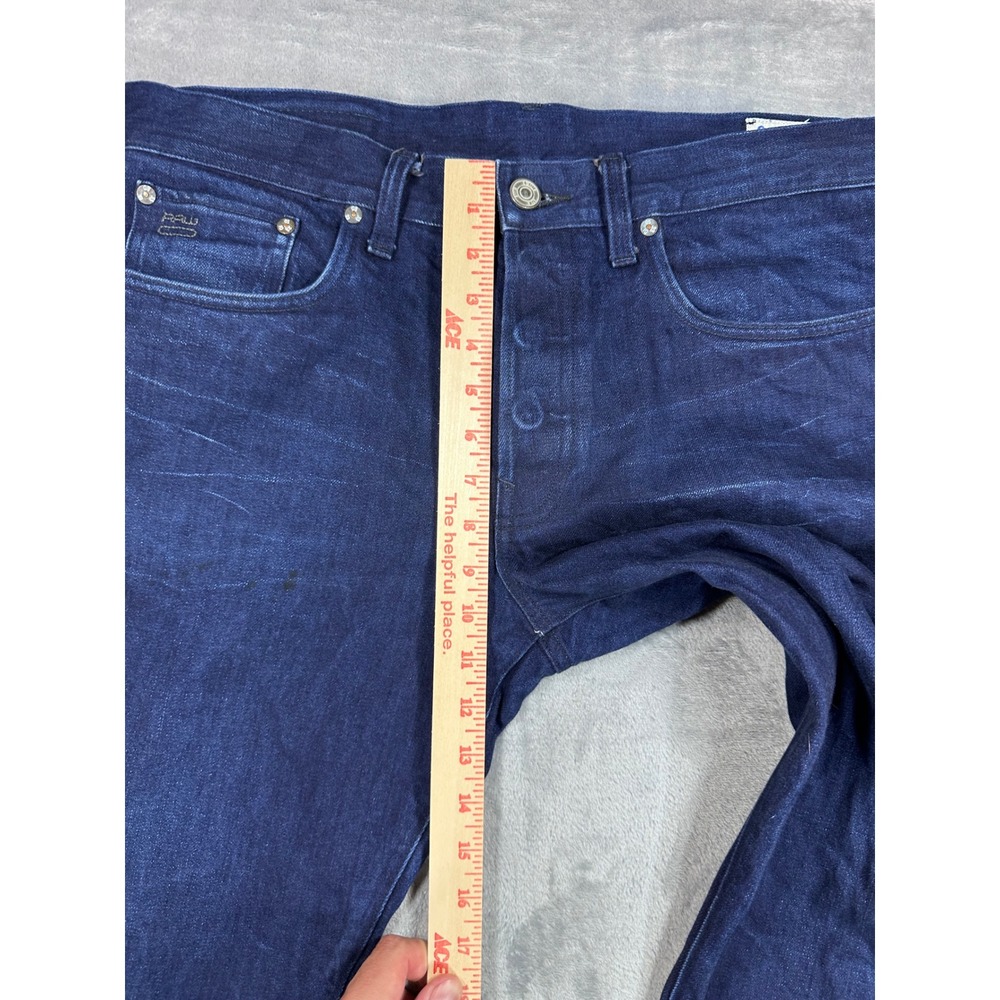 G-Star Raw 3301 Straight Leg Jeans Mens 34x32 Dark Indigo Blue Denim Button Fly - Picture 4 of 16